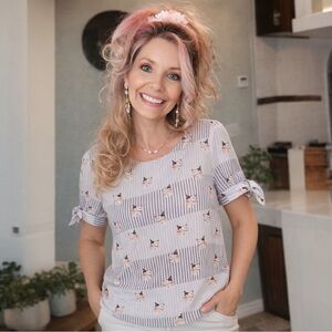 Molly Bracken Lili Sidonia Collection cat print blouse